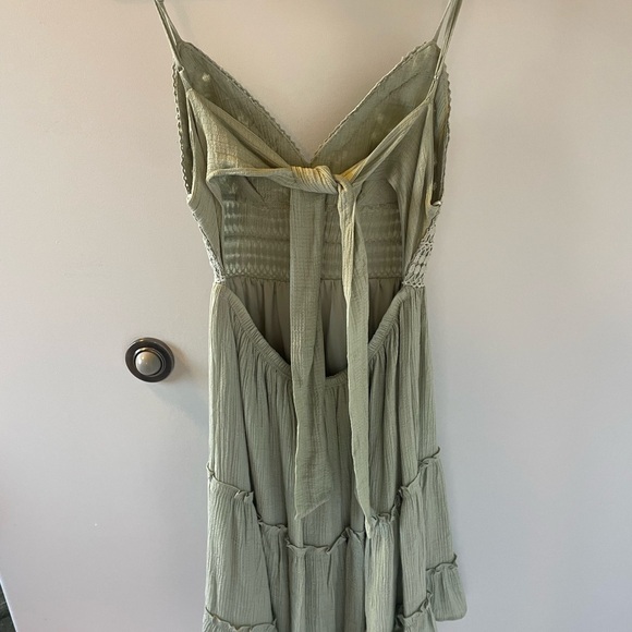 Sage Green Tiered Ruffled Midi Sundress - Picture 2 of 3